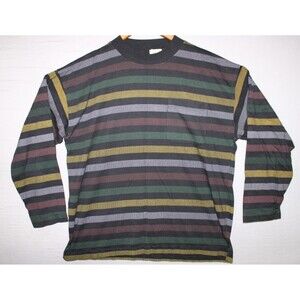 Vintage A.O.K. World Class Pullover Mens Long Sleeve Large Striped Shirt Skater
